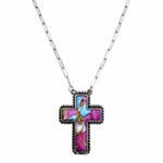 Polished Colored Stone Western Cross Necklace