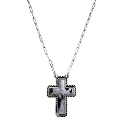 Polished Colored Stone Western Cross Necklace