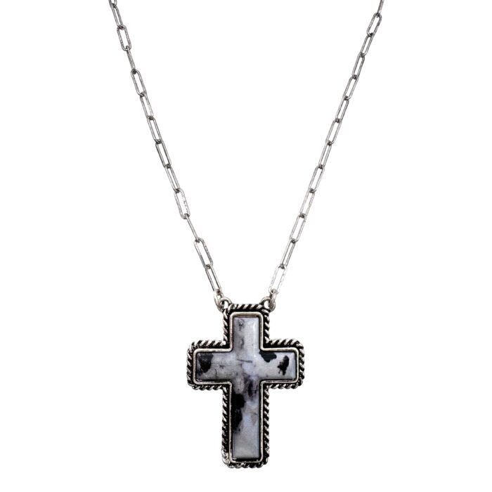 Polished Colored Stone Western Cross Necklace Polished Colored Stone Western Cross Necklace