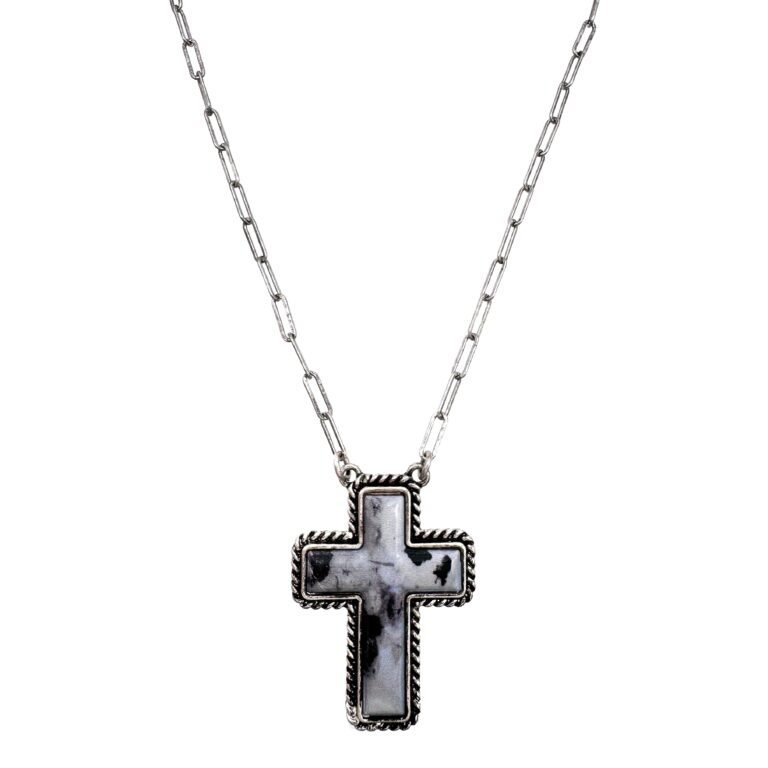Polished Colored Stone Western Cross Necklace
