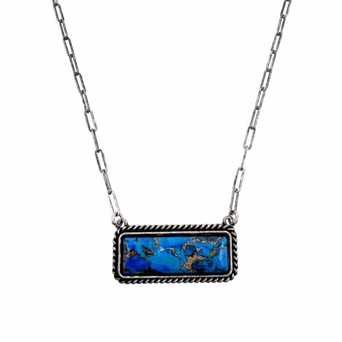 Polished Color Stone Bar Necklace