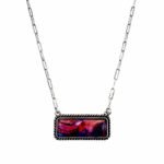 Polished Color Stone Bar Necklace