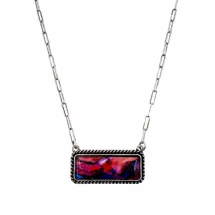 Polished Color Stone Bar Necklace