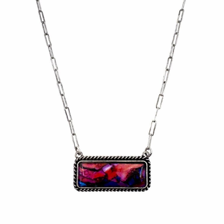 Polished Color Stone Bar Necklace