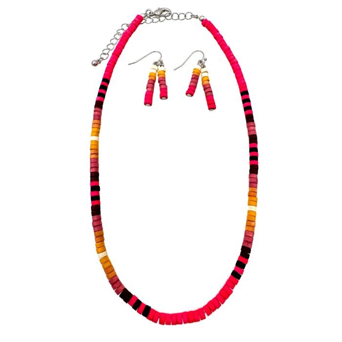 Wooden Beaded Southwestern Necklace with Earrings Wooden Beaded Southwestern Necklace with Earrings
