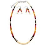 Wooden Beaded Southwestern Necklace with Earrings