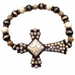 Roman Cross Turquoise Beads Stretch Bracelet