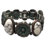 Flower and Stone Pieces Stretch Bracelet