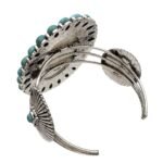 Large Cactus Flower Art Pendant Turquoise Concho Stone Cuff
