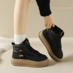Fleece-Lined High-Top Snow Boots for Women, Fashionable Insulated Casual Winter Shoes  Student-Friendly Design - Image 2