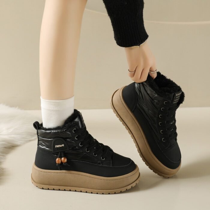 Fleece-Lined High-Top Snow Boots for Women, Fashionable Insulated Casual Winter Shoes  Student-Friendly Design - Image 2