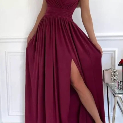 High Slit Lace Detail Maxi Dress