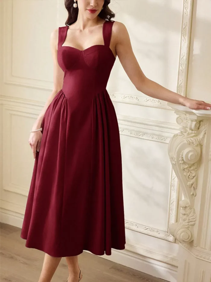 Sweetheart Neckline A-Line Midi Dress Sweetheart Neckline A-Line Midi Dress - Image 1
