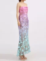 Floral Embroidered Tube Maxi Dress - Image 5