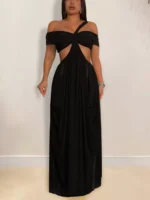Cutout Off Shoulder Ruched Maxi Dress - Image 2