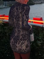 Lace Cutout Long Sleeve Mini Dress - Image 4