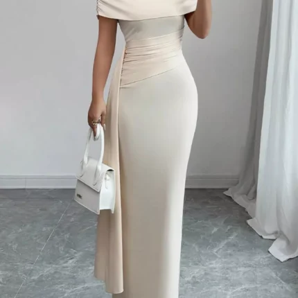 One-Shoulder Ruched Maxi Dress