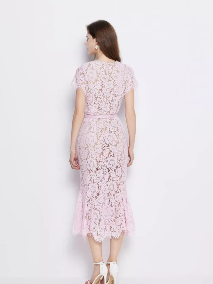 Lace Short Sleeve Mermaid Dress - Image 6