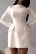 Long-Sleeve Mini Dress with Flap Pockets - Image 2