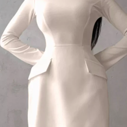 Long-Sleeve Mini Dress with Flap Pockets