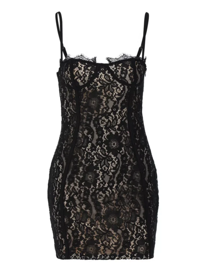 Lace Spaghetti Strap Mini Dress - Image 5