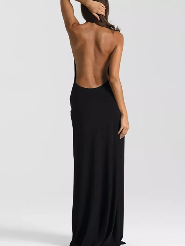 Split Backless Halter Neck Maxi Dress - Image 6