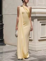 One-Shoulder Draped Maxi Dress - Image 3