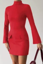 Long-Sleeve Mini Dress with Flap Pockets - Image 8