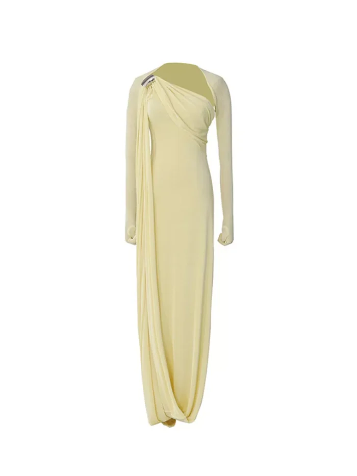One-Shoulder Draped Maxi Dress - Image 4
