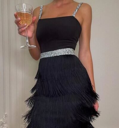 Fringe Trim Cami Mini Dress