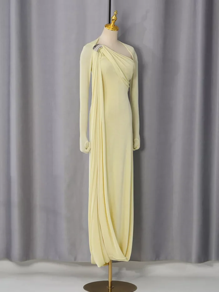 One-Shoulder Draped Maxi Dress - Image 6