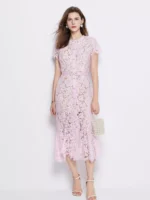 Lace Short Sleeve Mermaid Dress - Image 5