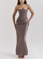European and American style autumn and winter new women's fashion strapless sexy backless slim fit evening dress dress for women - Image 9