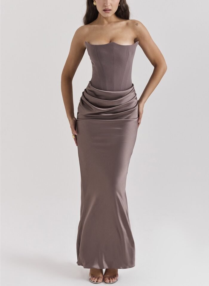 European and American style autumn and winter new women's fashion strapless sexy backless slim fit evening dress dress for women - Image 9