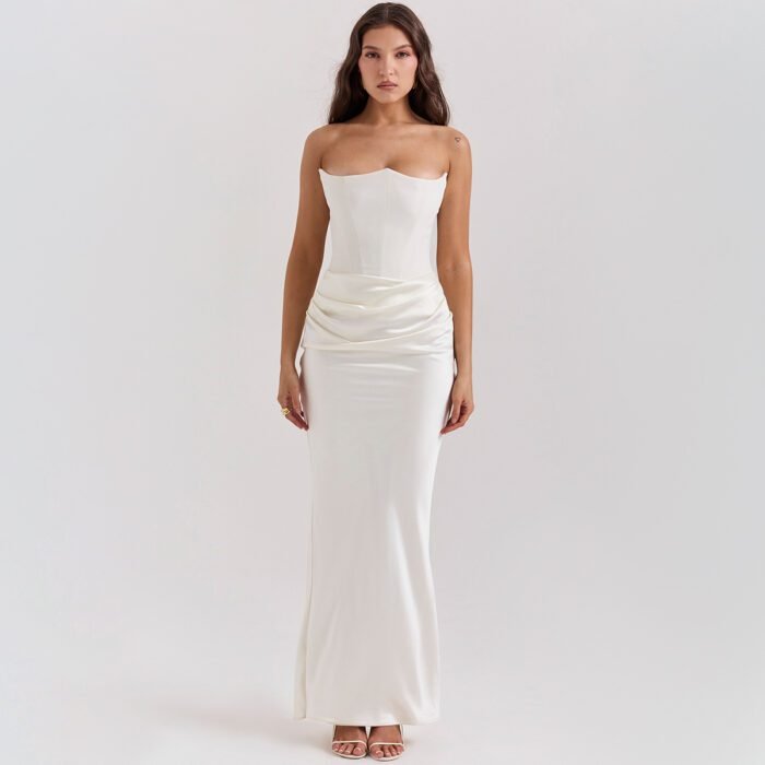 European and American style autumn and winter new women's fashion strapless sexy backless slim fit evening dress dress for women - Image 7